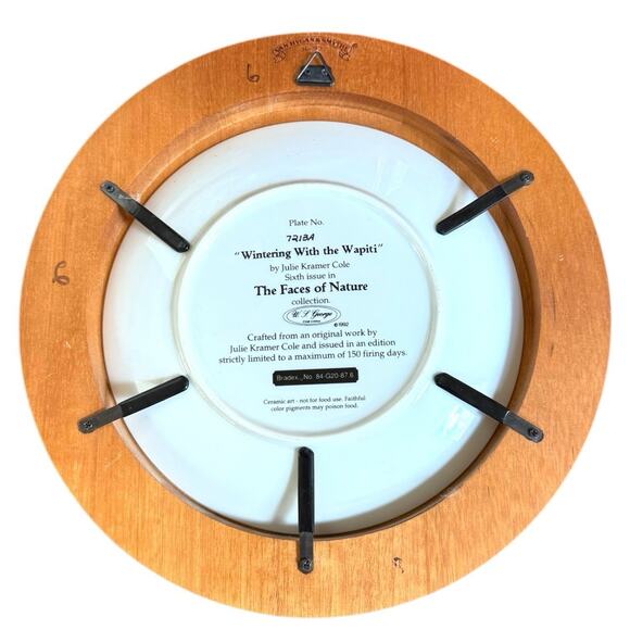 Julie Kramer Cole Faces of Nature Wintering w The Wapiti 1992 Collector Plate - Picture 3 of 5